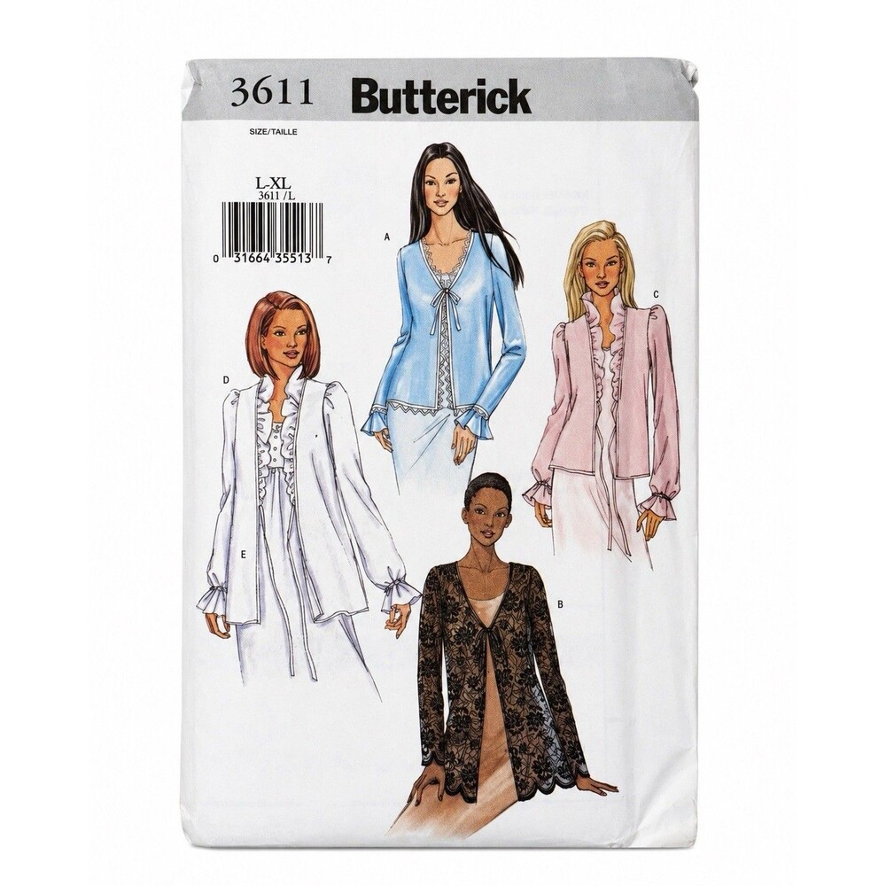 Butterick 3611 Misses Bed Jacket Pattern Uncut L XL Lace Ruffle Romantic